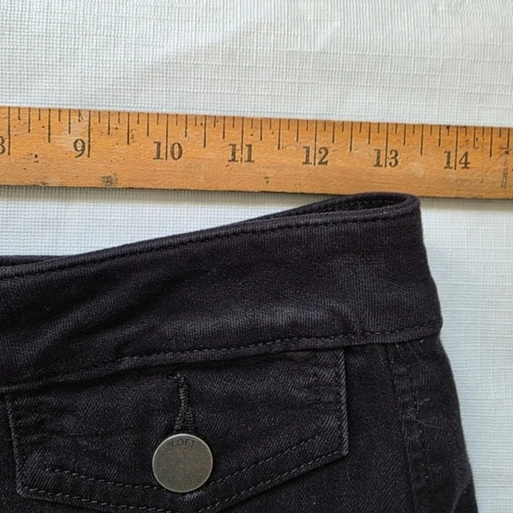 Black Denim Button Front Mini Skirt Womens Size 0 High Waist LOFT Ann Taylor Y2K